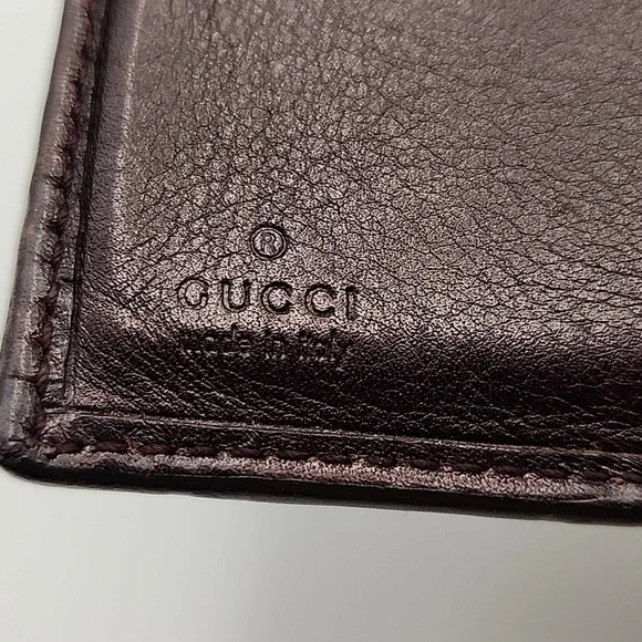 Gucci Dark Purple/Brown Leather Wallet with Gold Heart Logo‎ - Picture 8 of 13